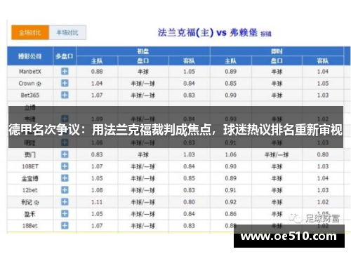 德甲名次争议：用法兰克福裁判成焦点，球迷热议排名重新审视